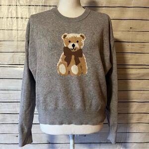 Faded Rose Gray Teddy Bear Sweater Size Medium